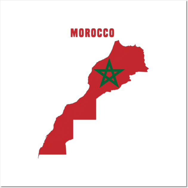 Moroccan Flag inside Map of Morocco Wall Art by Mashmosh